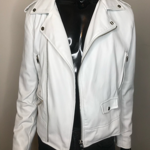 white leather jacket zara